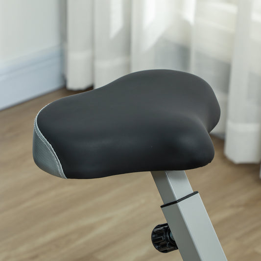 SPORTNOW Folding & Quiet Exercise Bike with 8-Level Magnetic Resistance and Heart-Rate Sensor for Home Gym, Black and Grey